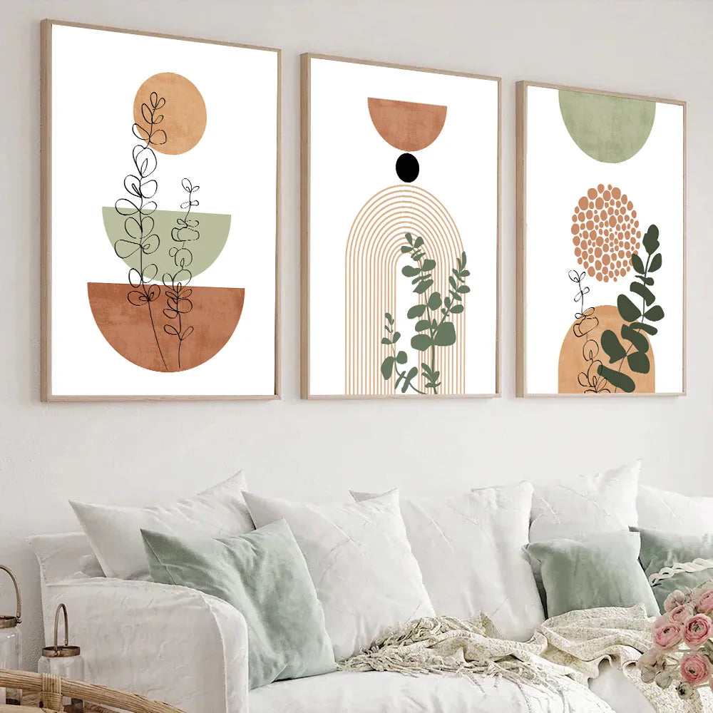 Ensemble de 3 affiches botaniques modernes style bohème