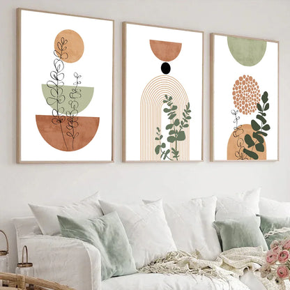 Ensemble de 3 affiches botaniques modernes style bohème